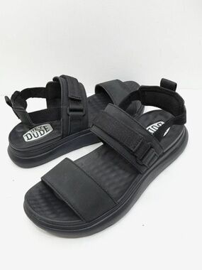 Hey Dude Collins Mono Adjustable Sport Sandal Black Lightweight Women’s size 7